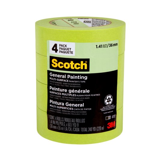 3M Scotch Painter's Tape, Green Masking Tape for General Painting, 36 mm -4pk